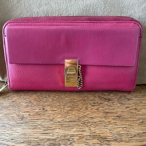 Chloé Continental Pink Pebbled Leather Zippy Wallet with COA. EUC!